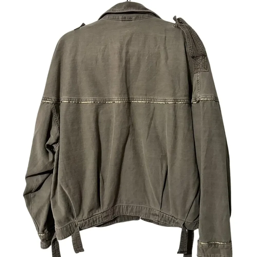 Free People Slouchy Military Jacket In Moss NWOT Size Large